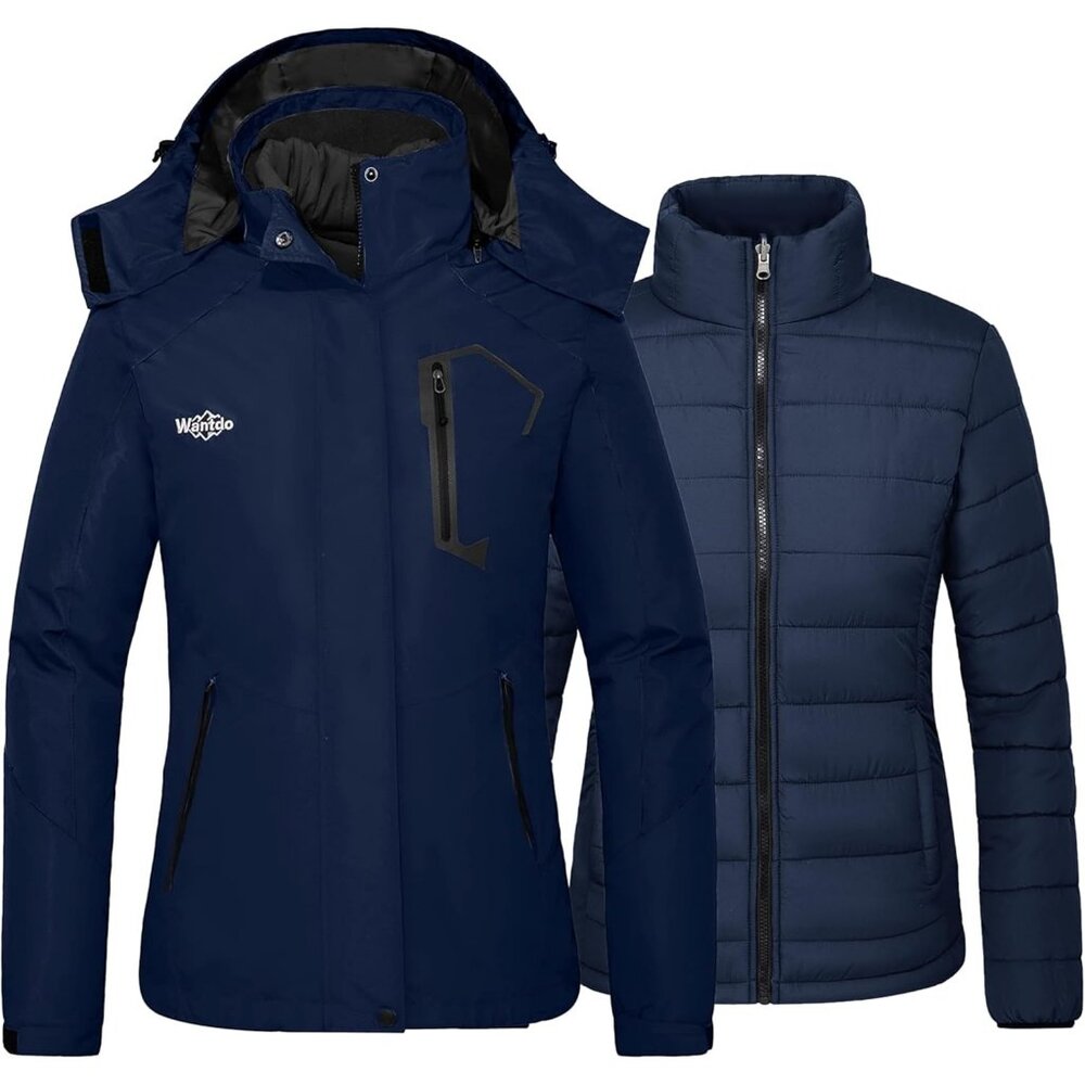 Women's Snowboarding Waterproof Mountain Ski Snow Jacket Winter Warm Navy Coat